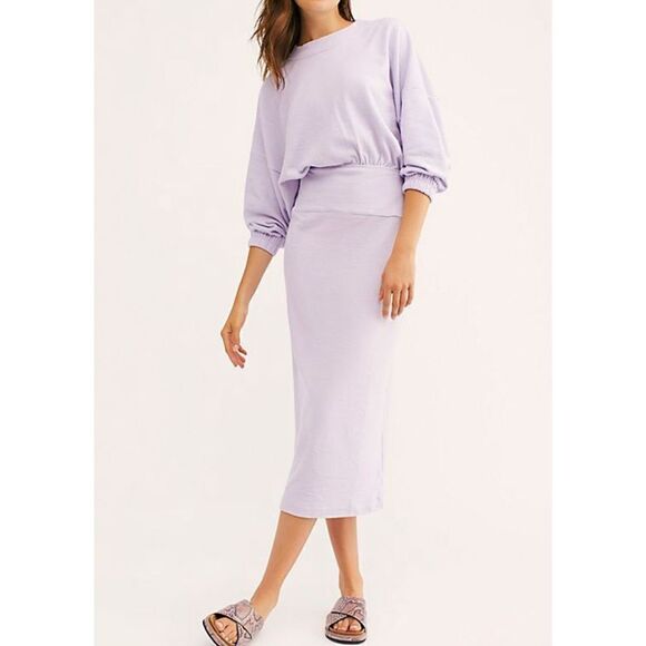 Free People Beach NWT Midi Column Dress Terrycloth Cut Out Purple size S - Picture 1 of 12